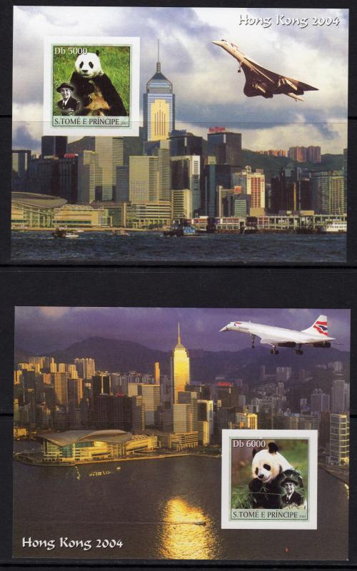 St.Thomas and Principe 2003 CONCORDE/PANDA/GIRL GUIDES 2 S/S DELUXE IMPERF.MNH