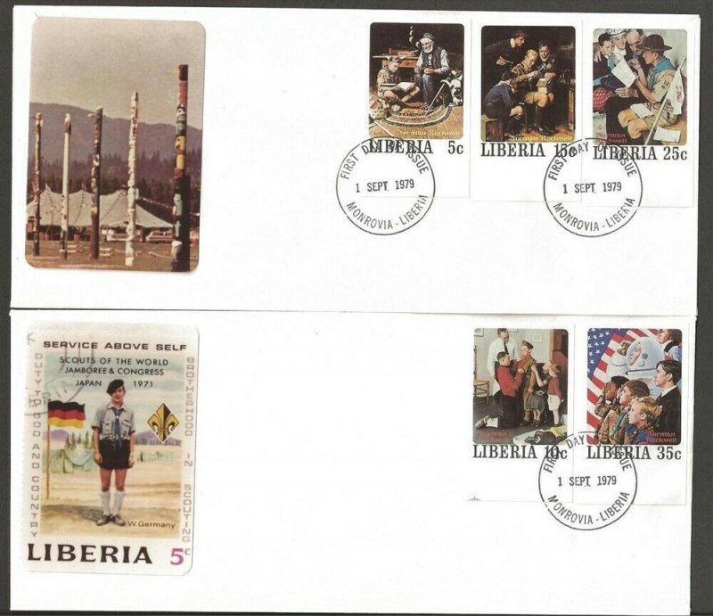 1979 Liberia Rockwell Imperforate Boy Scout set 50 on 20 FDC