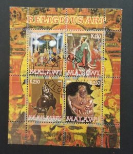 Malawi Religious Art sacred Art Statue Painting Stamp Souvenir Sheet USED z8189