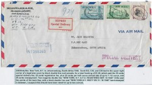 New York, NY to Johannesburg, South Africa 1948 A/M, Registered Exp. (52135)