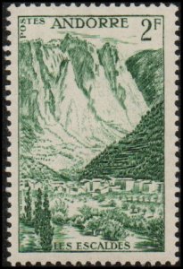 Andorra (Fr) 125 - Mint-H - 2fr Les Escaldres Spa (1955) (cv $0.55)