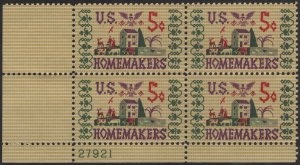 SC#1253 5¢ Homemakers Plate Block: LL #27921 (1964) MNH