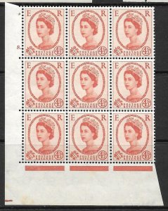 4½d Wilding Multi Crown on Cream Cyl 8 Dot perf A(E/I) UNMOUNTED MINT 