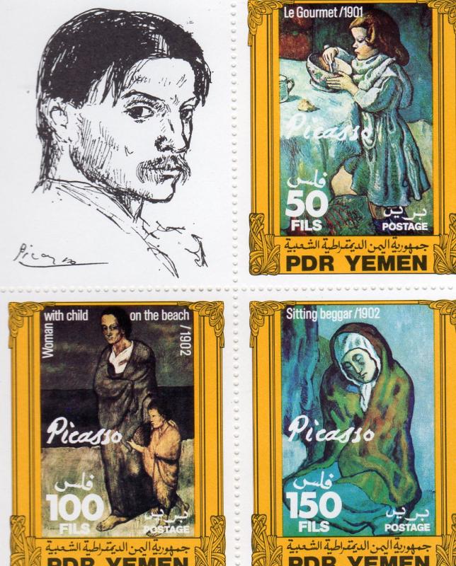 Yemen 1983 PABLO PICASSO Set+SS+Compound SS Official FDC