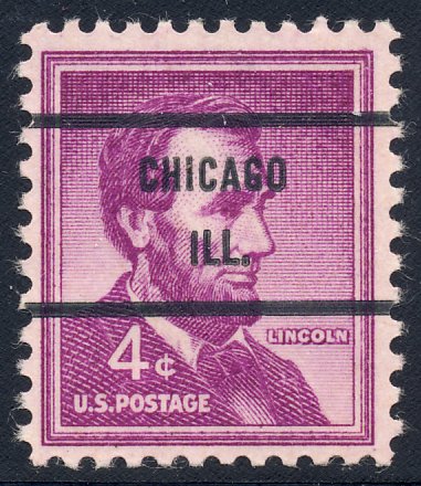 Chicago IL, 1036-71 Bureau Precancel, 4¢ Lincoln