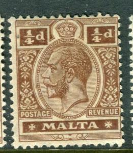 MALTA; 1914-21 early GV issue fine Mint hinged shade of 1/4d. value