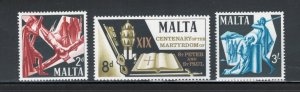 Malta 1967 Martyrdom of the Apostles Peter & Paul Scott # 364 - 366 MNH