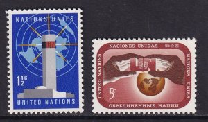 United Nations New York #166-167  MNH  1968  headquarters and map