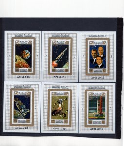 MANAMA 1971 SPACE APOLLO XV  SET OF 6 DELUXE S/S MNH