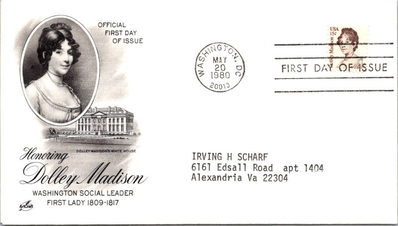 FDC 1980 SC #1822 Artcraft Cachet - Washington DC - Single - J173