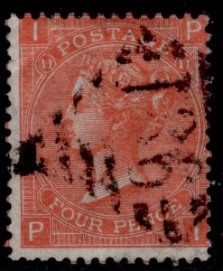 GB QV SG95, 4d DEEP vermilion plate 11, FINE USED. Cat £90. IRELAND PI