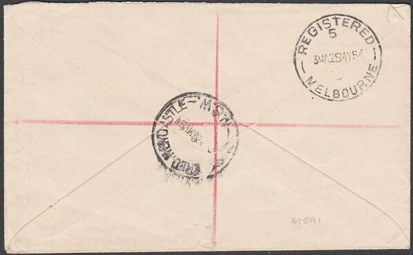 NAURU 1954 1/½d rate registered cover to Sydney -...........................M591