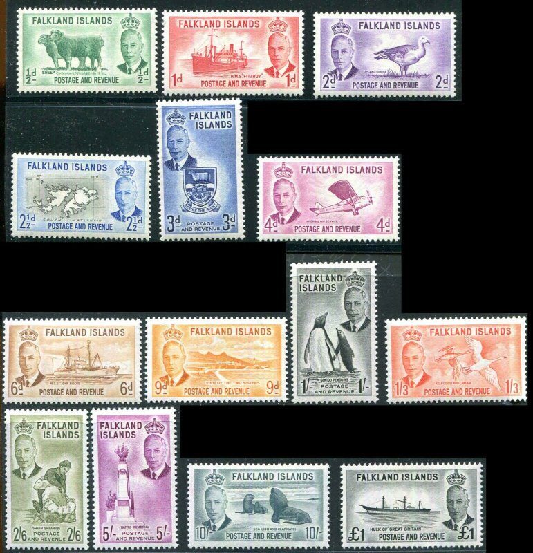 Falkland Island 1952 Set Sc 107 - 120  MVLH