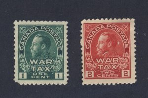 Canada Mint War Tax Stamps #MR1-1c F/VF MR2-2c Fine