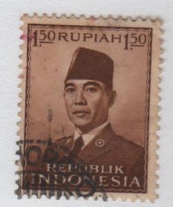 Indonesia 1951 - Scott 389 used - 1.50r, President Sukarno