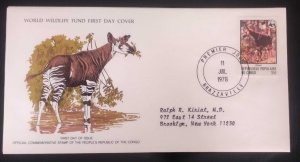 EL)1978 CONGO, WORLD WILDLIFE FUND, WWF, FAUNA, OKAPI, CIRCULATED TO NEW YORK -