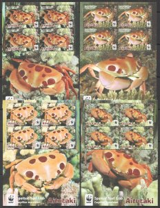 B1334 2014 Aitutaki Wwf Fauna Fish & Marine Life Spotted Reef Crabs 4Kb Mnh