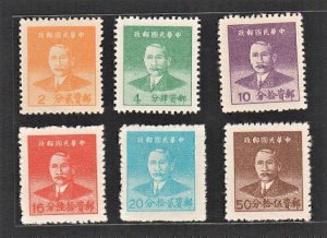 China 1949 Hwa Nan Pt SYS Silver Yuan Stamp (6v, Coarse Impression) MNH CV$15