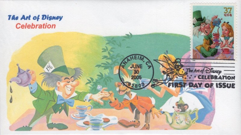 Set of 4 Jack Ginsburg FDCs for the 2005 The Art of Disney: Celebration Stamps