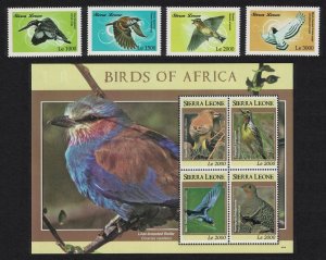 Sierra Leone Kingfisher Sparrow Skylark Eagle Birds 4v+MS 2009 MNH