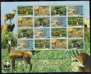 SWAZILAND 2001 WWF BUCK SHEETLET MNH **