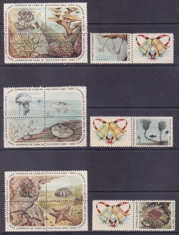 Cuba 912-26  MNH 1964 Christmas Set Types of Coral  w/Blocks & Singles VFFine