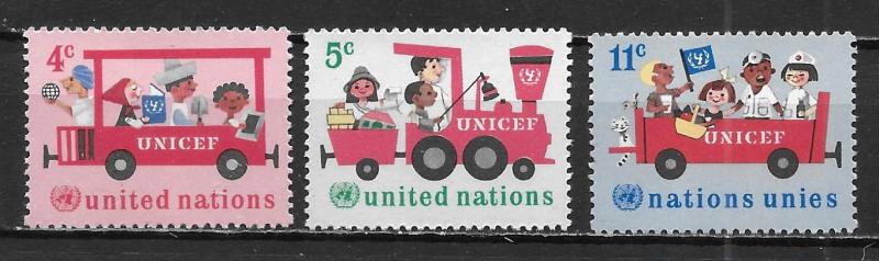United Nations 161-63 20th UNICEF set MNH