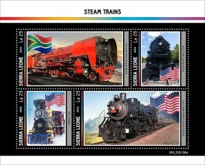 SIERRA LEONE - 2023 - Steam Trains - Perf 4v Sheet - Mint Never Hinged