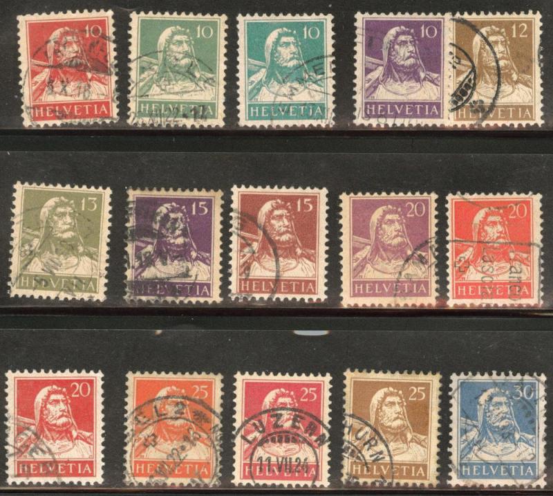 Switzerland Scott 167-180 used 1914-1930 set