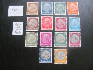 Germany 1933 MNH  SC 401-414 SET XF 1100 EUROS (221)