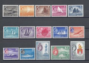 SINGAPORE 1955/59 SG 38/52 MNH Cat £140