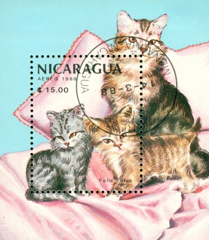 NICARAGUA 1710 USED SS  CATS  SCV $3.75 BIN $2.00