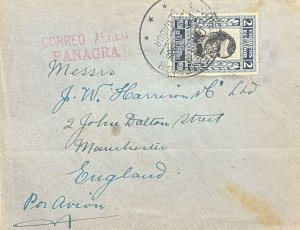 KV)1930 ECUADOR, PANAGRA AIRMAIL ENVELOPE, MANUSCRIPT, LEAVING ECUADOR AND ADDR