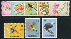 SINGAPORE 62-69 QEII MINT HINGED, BIRDS & FLOWERS