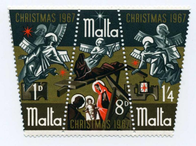 Malta #377a Christmas Triptych - 3 different designs mognh