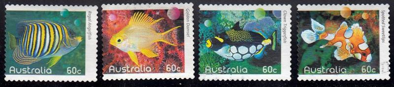 Australia #3278-81 Used Fish Set issued in 2010.