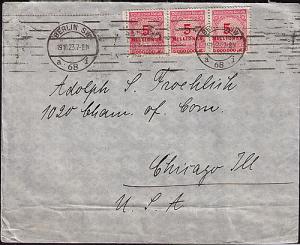  Germany #285 (3) stamps on cover 19-10-23 to USA