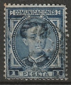 Spain 1876 Sc 228 type II telegraph cancel repaired