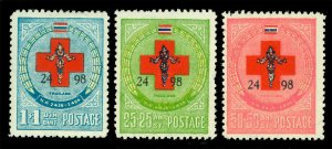 THAILAND 1955  RED CROSS complete set  Scott #B38-B40  mint MLH VF