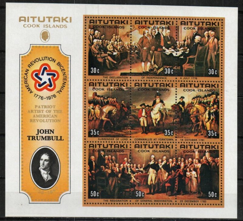 Aitutaki Stamp 126d  - US Bicentennial paintings by J, Trumbull