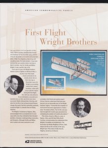 US USPS American Commemorative Stamp Panel #686 (37c) Wright Brothers  #3783