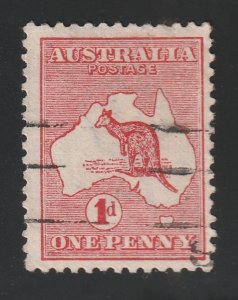 AUSTRALIA, stamp, scott#2,  used, hinged, ROO, one penny,