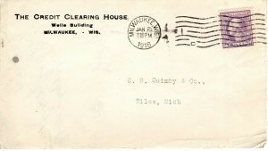 THE CREDIT CLEARING HOUSE, TO NILES, MICHIGAN - MILWAUKEE, WI 1918 FDC12948