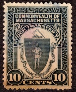 1950's, US 10c, Revenue, Used, Massachusetts stock transfer