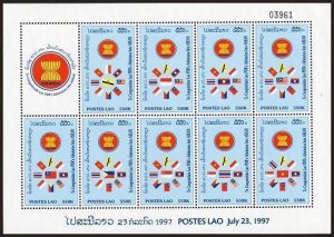 Laos 1359j sheet,MNH. Admission to ASEAN,1997.Flags.