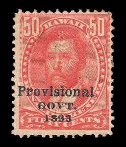 WCstamps: Hawaii Scott #72f / $1,000 - 50c “Double Overprint” 2002 HPS Cert, OG