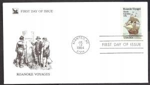 US 2093 Roanoke Voyages 1984 Readers Digest U/A FDC 