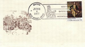 US EVENT PICTORIAL POSTMARK CACHET COVER BICENTENNIAL BATSTO MILITIA N.J. 1977