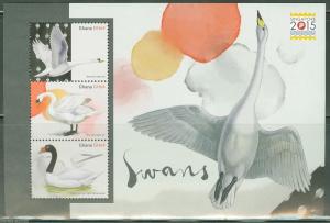 GHANA 2015 SWANS  SHEET ISSUED IN CONJUNCTION WITH SINGAPORE 2015   MINT NH