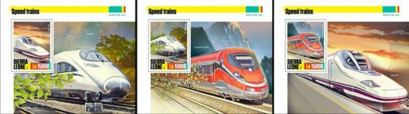 Sierra Leone Speed Trains Stamps 2020 MNH Talgo Frecciarossa Railways 3x 1v S/S 